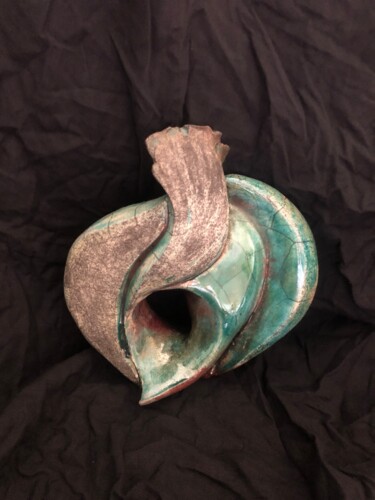 Sculpture intitulée "Spirale bleue" par Christine Batard, Œuvre d'art originale, Argile