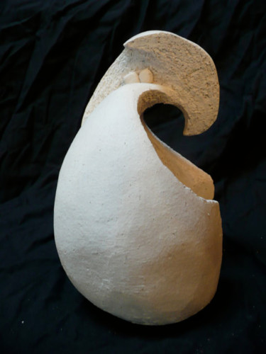 Sculptuur getiteld "Lune blanche" door Christine Batard, Origineel Kunstwerk, Terra cotta