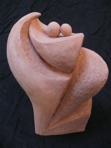Sculpture titled "Virgule" by Christine Batard, Original Artwork, Terra cotta