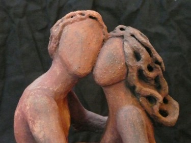 Sculpture intitulée "complicité (détail)" par Christine Batard, Œuvre d'art originale, Terre cuite