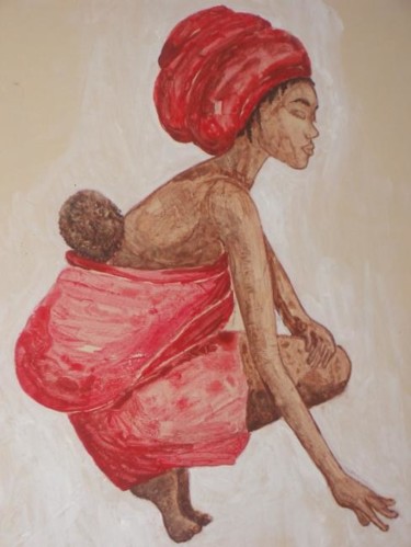 Peinture intitulée "L'Africaine" par Christine Bousquet, Œuvre d'art originale, Huile