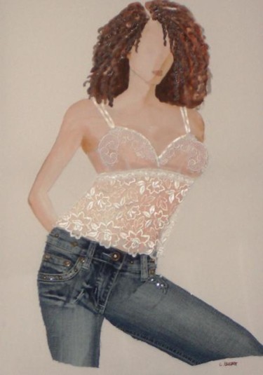 Painting titled "Jeans" by Christine Bousquet, Original Artwork, Oil