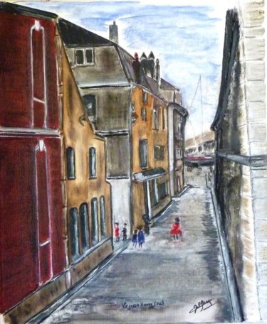 Painting titled "Le vieux Havre, 19è…" by Christine Delfosse, Original Artwork, Oil