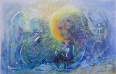 Peinture intitulée "Amour Dauphin" par Crist'In, Œuvre d'art originale, Acrylique