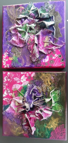 Collages intitulée "Purple" par Llore, Œuvre d'art originale