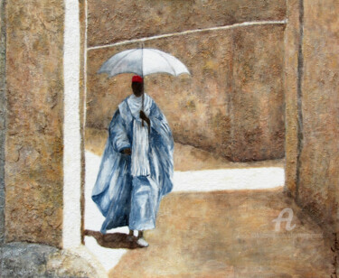 Malerei mit dem Titel "Le parapluie du sol…" von Christine Guenand, Original-Kunstwerk, Acryl Auf Keilrahmen aus Holz montie…