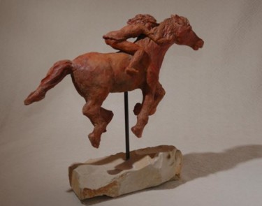 Sculpture intitulée "l'échappée" par Christine Lambert, Œuvre d'art originale, Terre cuite