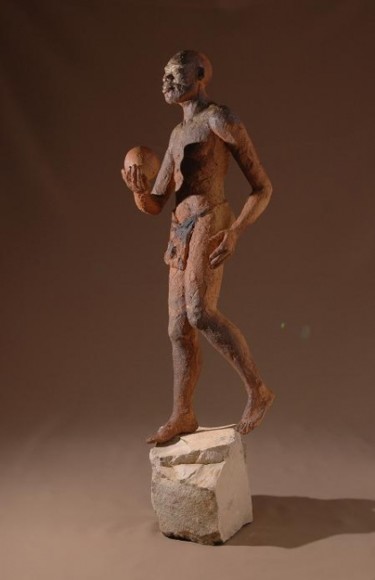 Sculpture intitulée "bouliste" par Christine Lambert, Œuvre d'art originale, Terre cuite