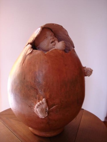 Sculpture intitulée "Angelet" par Christine Lambert, Œuvre d'art originale, Terre cuite