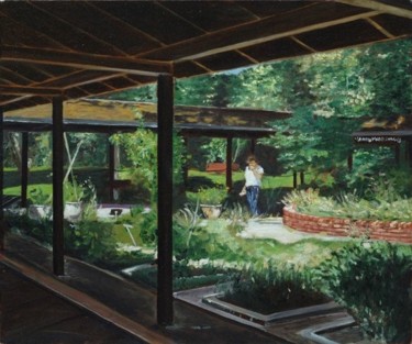 Painting titled "PARC FLORAL" by Christine Lorenzo, Original Artwork