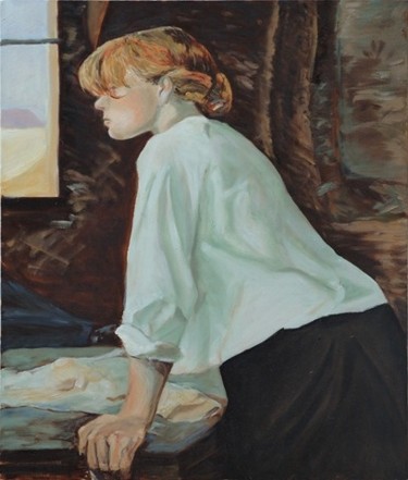 Pintura intitulada "La blanchisseuse (c…" por Christine Lorenzo, Obras de arte originais, Óleo Montado em artwork_cat.