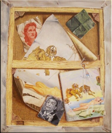 Malerei mit dem Titel "Surréalisme en trom…" von Christine Mignot, Original-Kunstwerk, Öl Auf Keilrahmen aus Holz montiert