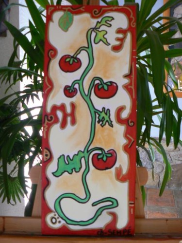 Peinture intitulée "Tomates de mon jard…" par Christine Sempé, Œuvre d'art originale