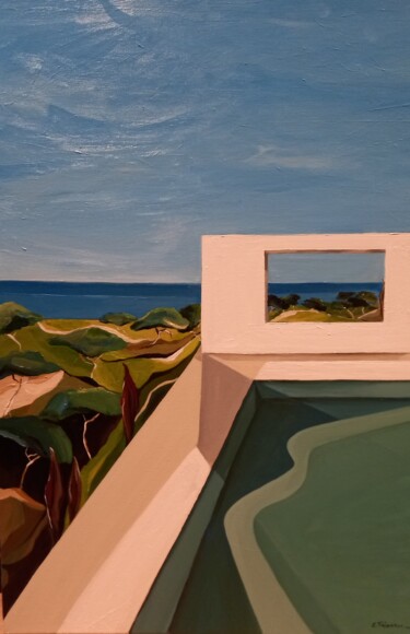 Peinture intitulée "Fenêtre sur la mer.…" par Christine Teisserenc, Œuvre d'art originale, Acrylique