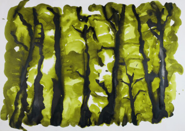 Peinture intitulée "Dans les ombres ver…" par Christophe Carton, Œuvre d'art originale, Aquarelle