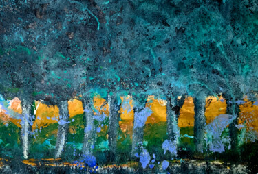 Peinture intitulée "Blue forest" par Christophe Carton, Œuvre d'art originale, Huile