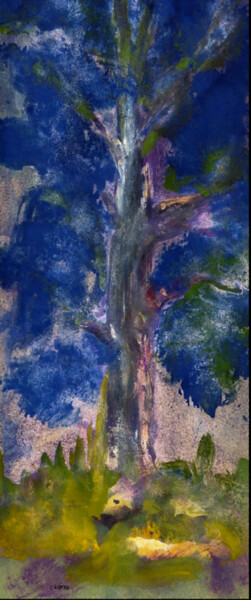 Peinture intitulée "arbre bleu" par Christophe Carton, Œuvre d'art originale, Huile
