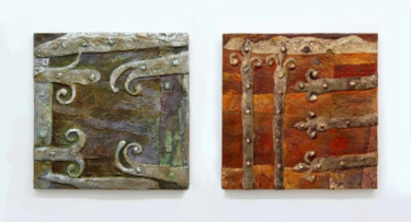 Painting titled "Diptych "Des coffre…" by Richka, Original Artwork, Acrylic Mounted on Wood Panel