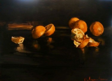 Peinture intitulée "oranges-sur-fond-no…" par Christoff Debusschere, Œuvre d'art originale
