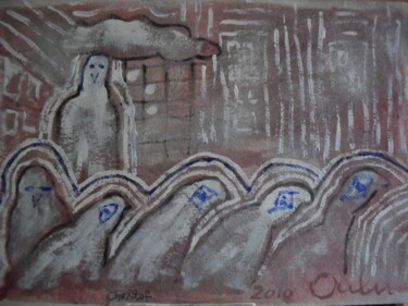 Malerei mit dem Titel "allemaal in de pas" von Christoffer Christiaan Sandee, Original-Kunstwerk, Acryl