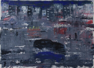 Painting titled "City scape bleu sky" by Christoffer Christiaan Sandee, Original Artwork