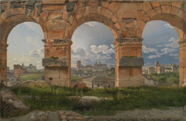 Malarstwo zatytułowany „Vue à travers trois…” autorstwa Christoffer Wilhelm Eckersberg, Oryginalna praca, Olej