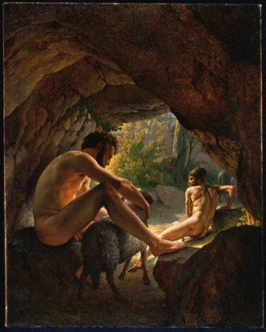 Painting titled "Ulysse fuyant la gr…" by Christoffer Wilhelm Eckersberg, Original Artwork, Oil