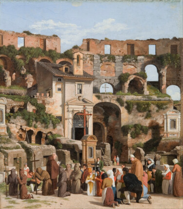 View of the interior of the Colosseum Schilderij getiteld "View of the interio…" door Christoffer Wilhelm Eckersberg, Origineel Kunstwerk, Olie