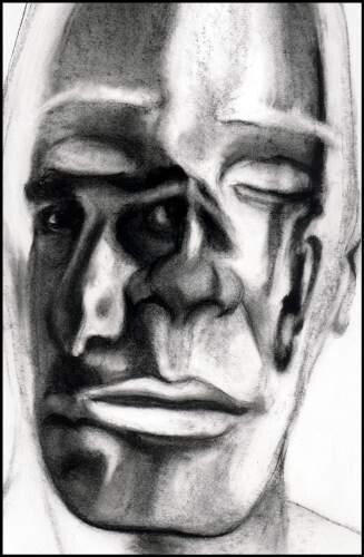 Desenho intitulada "FACE FS19 selfportr…" por Christophe Avella Bagur, Obras de arte originais, Carvão