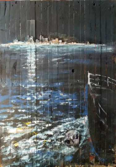 Peinture intitulée "Bateau" par Christophe Bogdan, Œuvre d'art originale, Acrylique