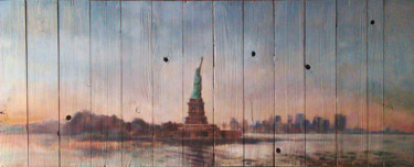 Painting titled "Liberty Island" by Christophe Bogdan, Original Artwork, Acrylic