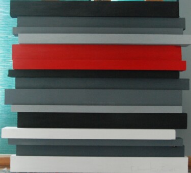 Painting titled "Wooden rectangulars…" by Christophe Caniac, Original Artwork, Acrylic