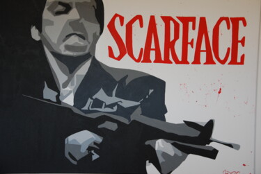 Painting titled "Tony Montana (Scarf…" by Christophe Caniac, Original Artwork, Acrylic