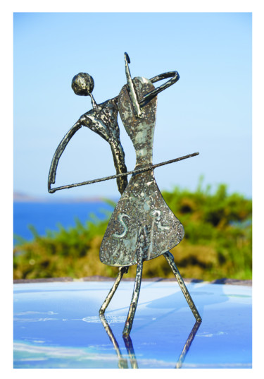 Sculpture intitulée "06 - Violoncelliste" par Christophe-Christophe, Œuvre d'art originale, Métaux
