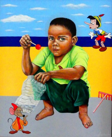 Pintura titulada "L'enfant du monde" por Christophe Clement, Obra de arte original, Acrílico Montado en Bastidor de camilla…