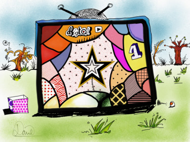 Dessin intitulée "TV Internet" par Corto13, Œuvre d'art originale
