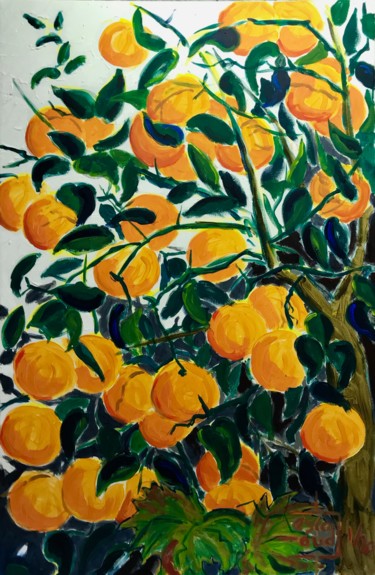 Malerei mit dem Titel "Orange" von Christophe Desrayaud, Original-Kunstwerk, Acryl