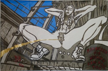 Schilderij getiteld "Manneken piss, woma…" door Christophe Desrayaud, Origineel Kunstwerk, Acryl