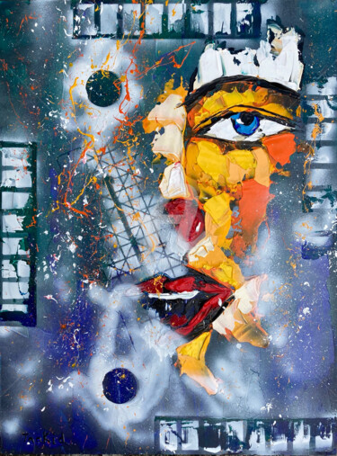 Malerei mit dem Titel "Clown" von Christophe Dikant, Original-Kunstwerk, Acryl