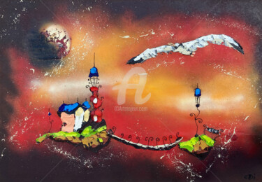 Painting titled "Autre monde sans is…" by Christophe Dikant, Original Artwork, Acrylic Mounted on Other rigid panel