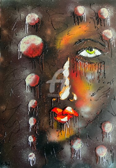 Painting titled "visage 24" by Christophe Dikant, Original Artwork, Acrylic
