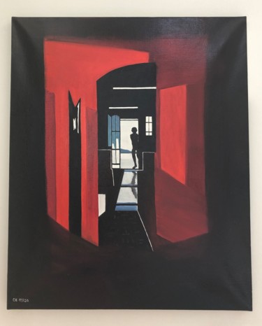 Painting titled "Le couloir" by Christophe Etronnier, Original Artwork, Oil