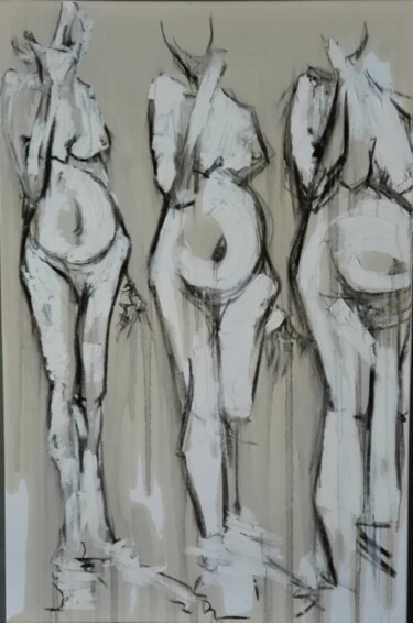 Картина под названием "" les trois grâces.…" - Christophe Gaillard, Подлинное произведение искусства, Масло