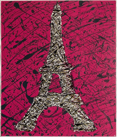 Painting titled "Pink tower" by Christophe Gandolphe, Original Artwork, Acrylic Mounted on Wood Stretcher frame