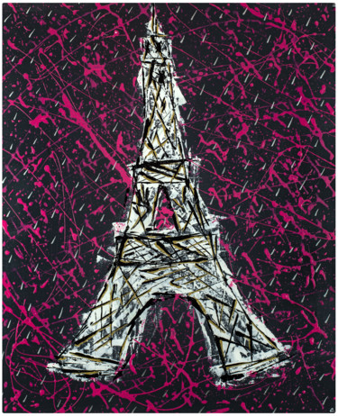 Painting titled "Pink tower II" by Christophe Gandolphe, Original Artwork, Acrylic Mounted on Wood Stretcher frame
