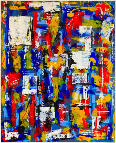 Malerei mit dem Titel "City blues" von Christophe Gandolphe, Original-Kunstwerk, Acryl Auf Keilrahmen aus Holz montiert