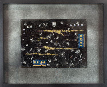 Collages intitolato "Dark slides - Black" da Christophe Gandolphe, Opera d'arte originale, Collages Montato su Telaio per ba…