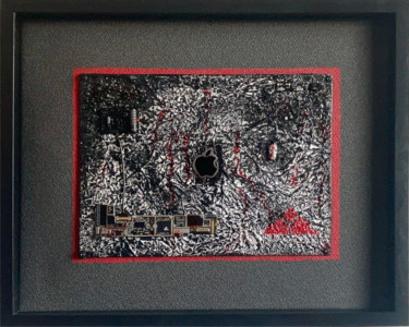 Collages titled "Dark slides - NetSky" by Christophe Gandolphe, Original Artwork, Acrylic Mounted on Wood Panel