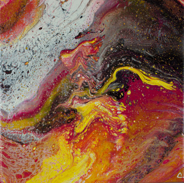 Painting titled "Volcano" by Christophe Gandolphe, Original Artwork, Acrylic Mounted on Wood Stretcher frame