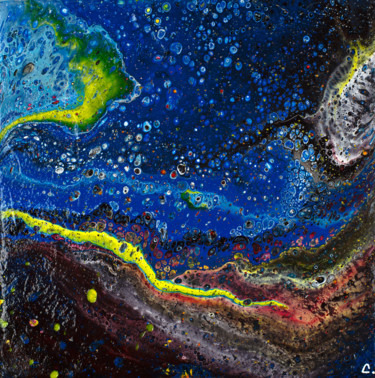 Ζωγραφική με τίτλο "Bubble sea" από Christophe Gandolphe, Αυθεντικά έργα τέχνης, Ακρυλικό Τοποθετήθηκε στο Ξύλινο φορείο σκε…
